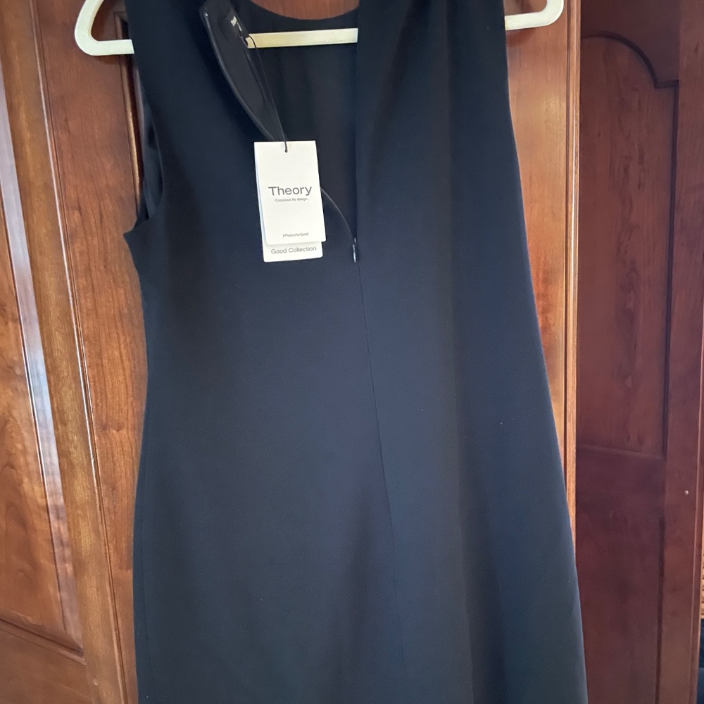 Theory Black crepe shift mini dress,never worn, size 10, NWT - Picture 3 of 6